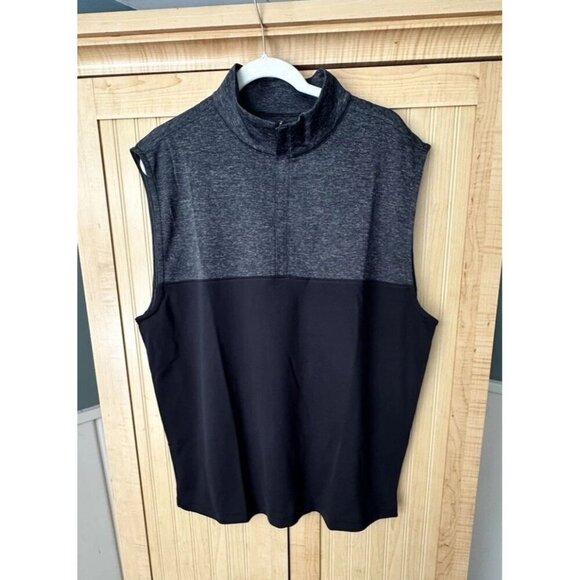 FootJoy Mens Golf Heather Yoke Half-Zip Vest Performance Black Size Large NEW - Picture 1 of 6